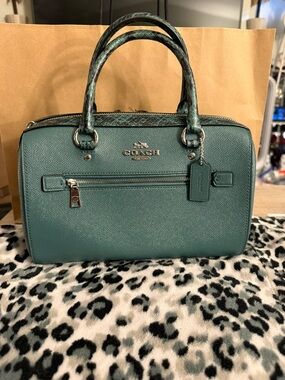 Coach Teal Snakeskin Rowan